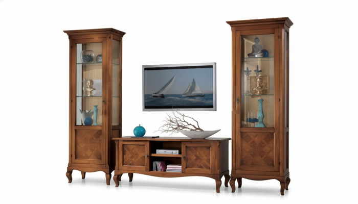 Wohnzimmer TV-Ständer 2x Vitrine 3tlg. Neu Wohnzimmermöbel Set Designer
