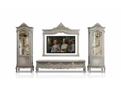Gruppe RTV Lowboard TV Ständer Grau Wohnzimmer Set 4tlg Wohnwand Neu
