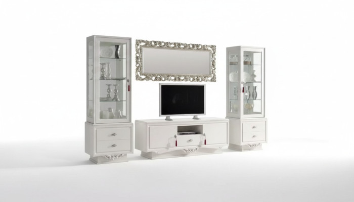 TV-Ständer Italienische Wohnzimmer 2x Vitrine Luxus tv Sideboard Weiß