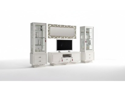 TV-Ständer Italienische Wohnzimmer 2x Vitrine Luxus tv Sideboard Weiß