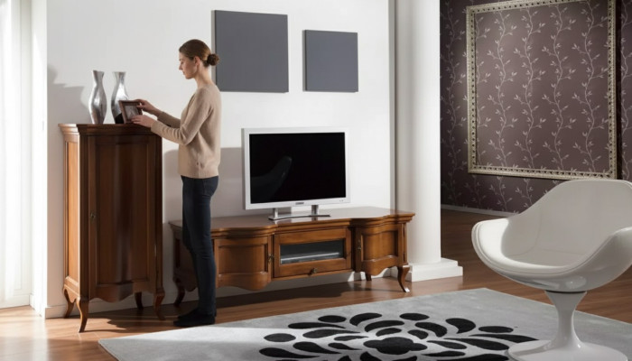 Wohnwand Wohnzimmer Holz Schränke Klassische Wand Italienische Stil