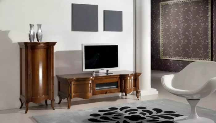 Wohnwand Wohnzimmer Holz Schränke Klassische Wand Italienische Stil
