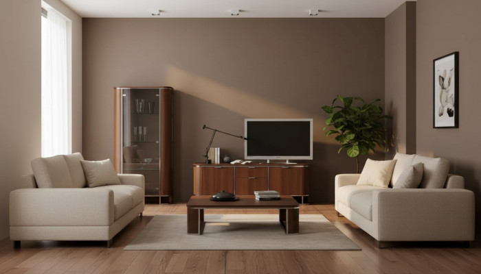TV Ständer Fernseher Wand Wohnwand Lowboard Braun Hochglanz Vitrine
