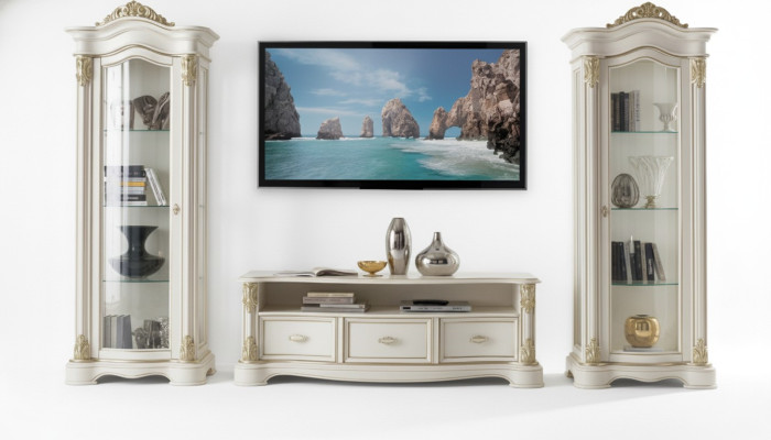 Wohnzimmer RTV Vitrine Sideboard Kommode Schrank Gruppe XXL Set 3tlg.