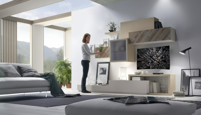 Design Wohnzimmer Set Vitrine Wandregale Wohnwand Regal Schränke 4tlg.