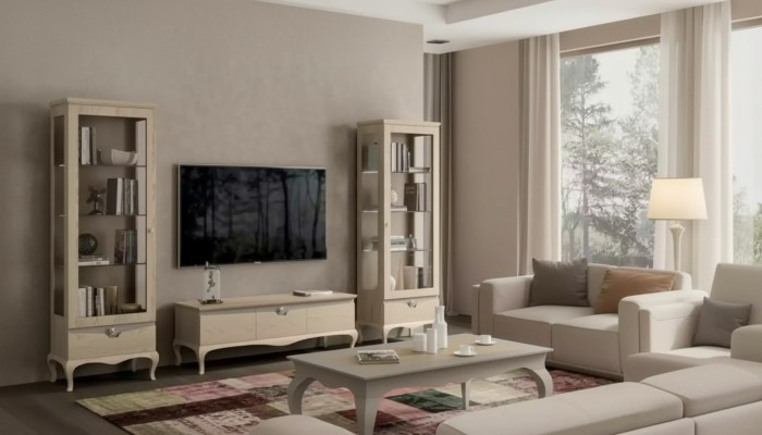 Wohnzimmer rtv Vitrine Wohnwand Schränke Design Art déco Vitrinen Set