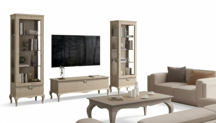 Wohnzimmer rtv Vitrine Wohnwand Schränke Design Art déco Vitrinen Set