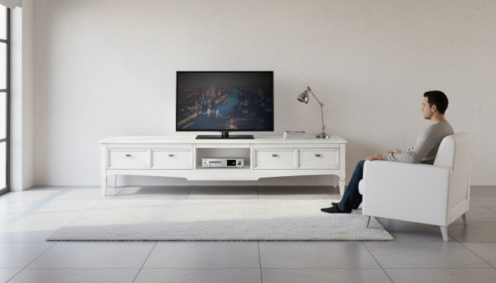 Wohnzimmer Ständer Möbel rtv Fernseher Sideboard Stil Weiß Luxus Holz