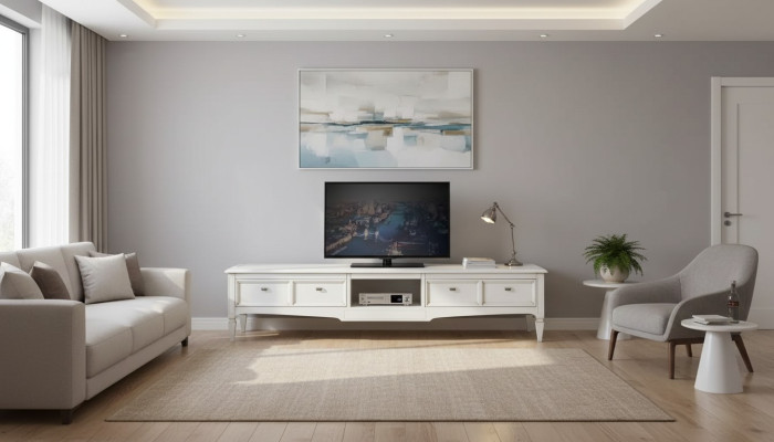 Wohnzimmer Ständer Möbel rtv Fernseher Sideboard Stil Weiß Luxus Holz