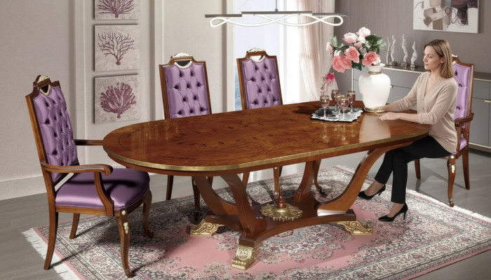 Esstisch 4x Stühle Klassische Esszimmer Garnitur 5tlg. Set Oval Tisch