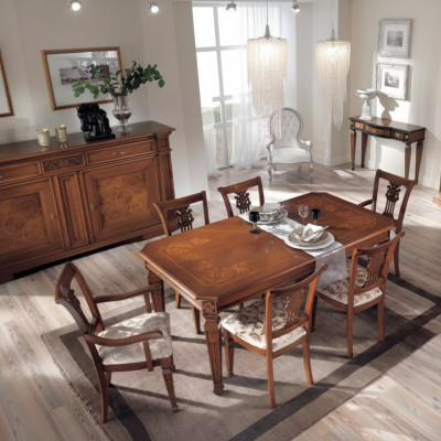 Klassischer Design Esstisch Tisch Holz Esszimmer Garnitur Braun Tische Neu