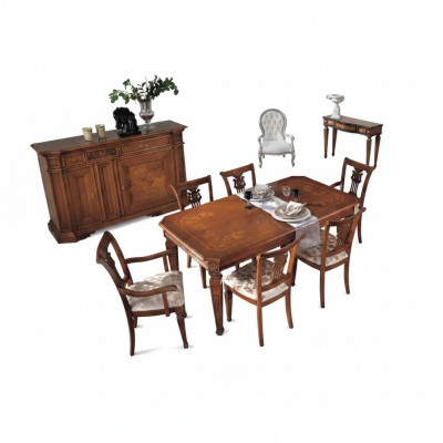 Klassischer Design Esstisch Tisch Holz Esszimmer Garnitur Braun Tische Neu