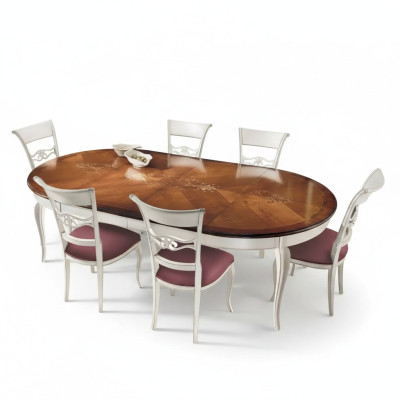 Klassischer Esstisch Tisch Holz Esszimmer Garnitur 4x Stühle Set Weiß