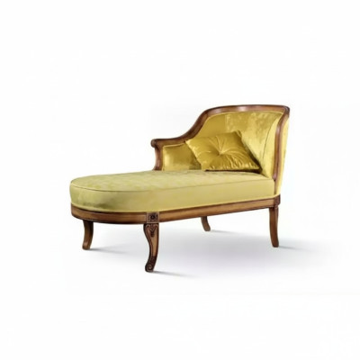 Chaiselongue Stoff Sofa Liege Chaise Klassischer Gelb Couch Textil Neu