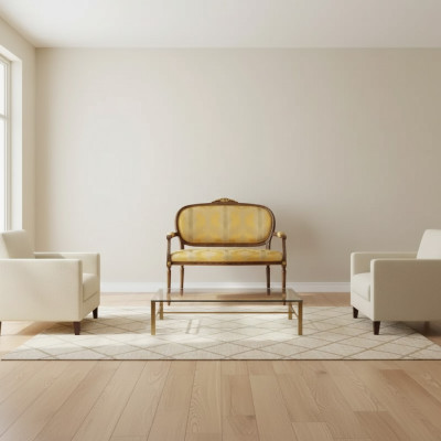 Sitzbank Klassischer Gelb Hocker Retro Wohnzimmer Luxus Design Neu