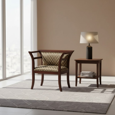 Esszimmer Holz Stühle Polster mit Armlehne Stuhl Braun Design Wohnzimmer
