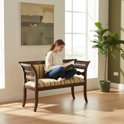 Polsterbank Designer Wohnzimmer Beige Klassische Sitzmöbel Neu Luxus
