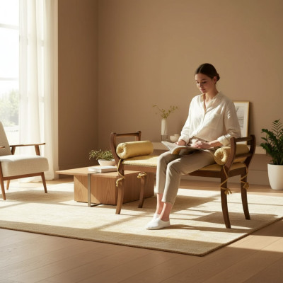 Klassischer Bank Hocker Sitzbank Neu Sitzmöbel Polster Textil Stoff