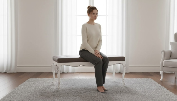 Designer Sitzbank Hocker Wohnzimmer Sitzmöbel Polster Textil Stoff Bank