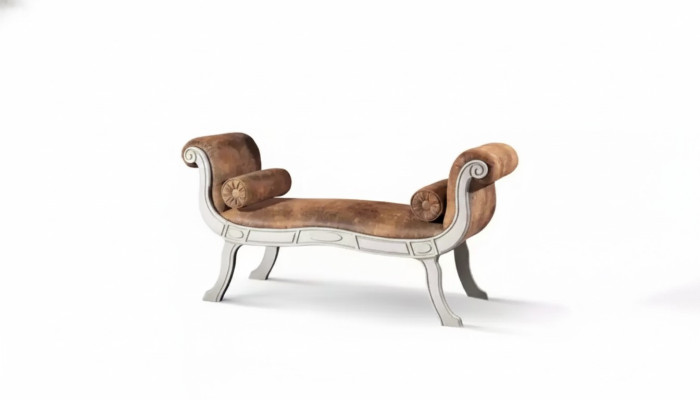 Klassische Sitzbank Hocker Designer Sitzmöbel Polsterbank Bank Braun