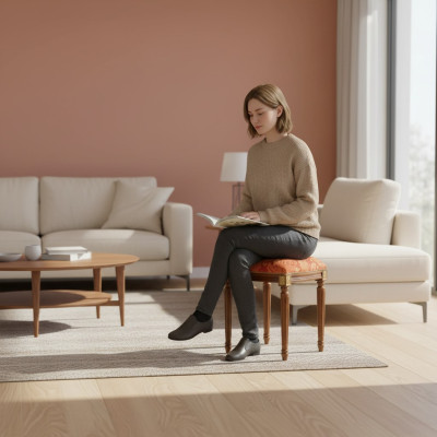 Hocker Sessel Design Polster Fußhocker Klassische Textil Neu Ottomane