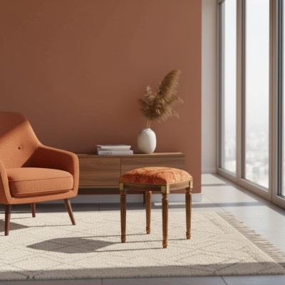 Hocker Sessel Design Polster Fußhocker Klassische Textil Neu Ottomane