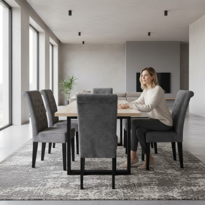 Esstisch Garnitur Tisch + 6x Stühle Esszimmer Stuhl Garnitur Tisch Holz