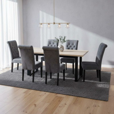 Esstisch Garnitur Tisch + 6x Stühle Esszimmer Stuhl Garnitur Tisch Holz