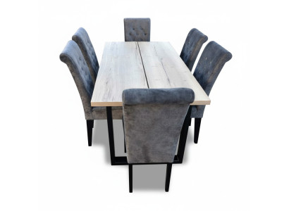 Esstisch Garnitur Tisch + 6x Stühle Esszimmer Stuhl Garnitur Tisch Holz