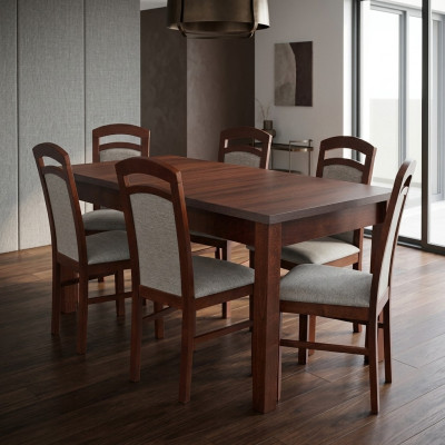 Designer Holz Ess Esszimmer Set Tisch 6x Stühle Garnitur Polster 7tlg