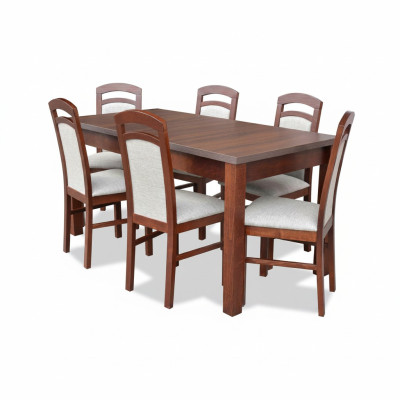 Designer Holz Ess Esszimmer Set Tisch 6x Stühle Garnitur Polster 7tlg
