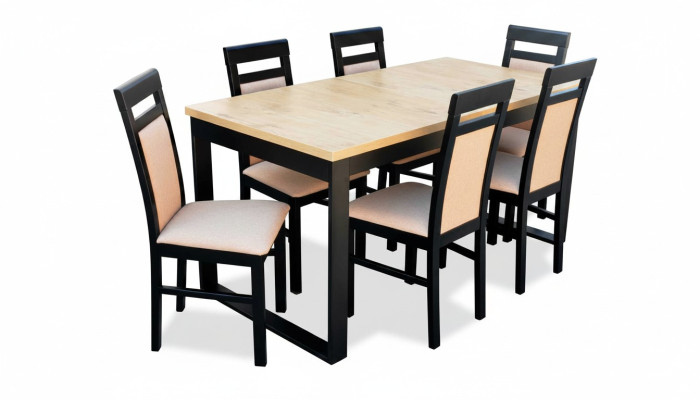 Modernes Esstisch Tisch Holz Esszimmer Garnitur 6x Stühle Set 7 tlg. Set