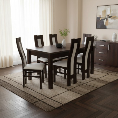 Esszimmer Tisch Klassische Stuhlgruppe 6x Stühle 7tlg. Set Sitzgruppe