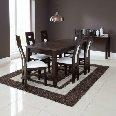 Klassischer Esstisch Tisch Holz Esszimmer Garnitur 6x Stühle Set Braun