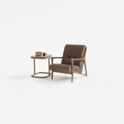 Braun Sessel Polster Möbel Wohnzimmer Holz Einrichtung Luxus Textil Neu