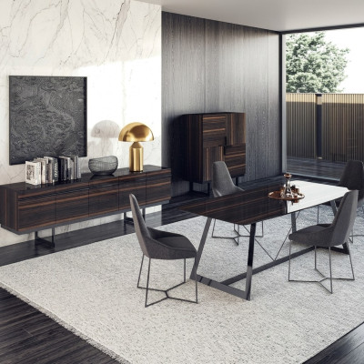 Esszimmer Set 7tlg Luxus Esstisch 4x Stühle Design Kommode Sideboard Neu