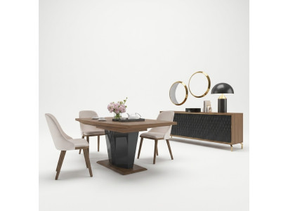 Esstisch Esszimmer Set 8tlg Essgruppe Modern Sideboard Set neu 4x Stühle