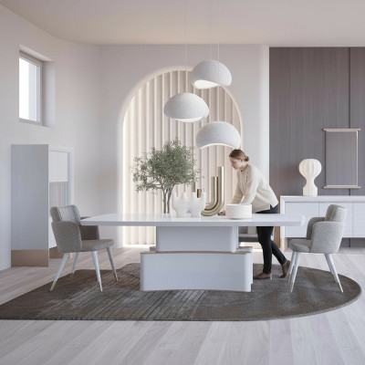Design Esszimmer Komplett 7tlg Esstisch Modern Sideboard Holzschrank Neu Vitrine