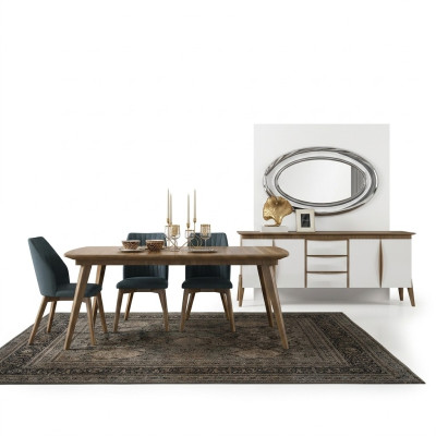 Essgruppe Design Esszimmer Möbel Weiß Luxus Set Esstisch 4x Stühle Sideboard