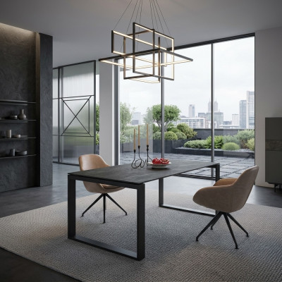 Designer Ess Zimmer Esstisch Set Stühle Metall Textill Essgruppe Schrank