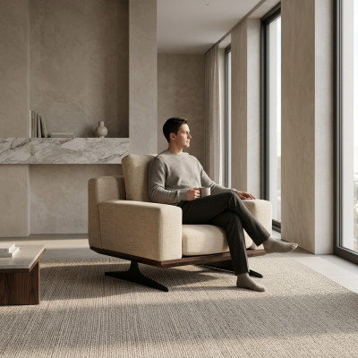 Designer Sessel Wohnzimmer Einrichtung Textil lModern Polstermöbel Neu