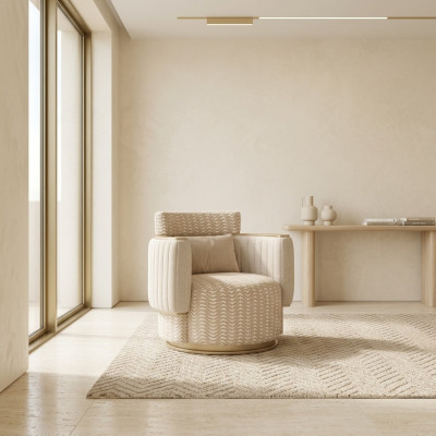 Beige Sessel Wohnzimmer Luxus Polstermöbel Design Modern Einrichtung Neu