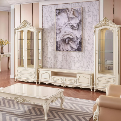 Wohnzimmer Set Luxus TV Staender 2x Vitrine 3tlg neu Innenbereich