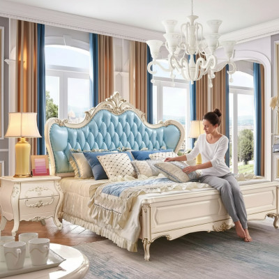 Schlafzimmer set bett und 2 nachttische luxus klassische möbel neu