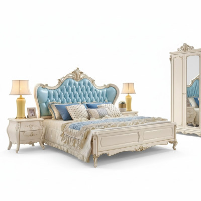 Schlafzimmer set bett und 2 nachttische luxus klassische möbel neu