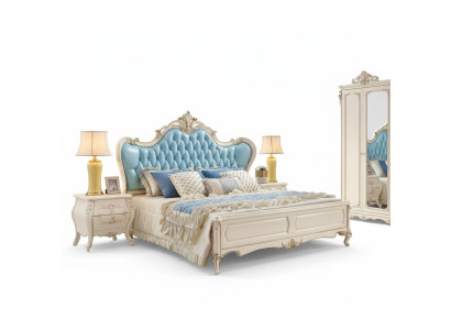Schlafzimmer set bett und 2 nachttische luxus klassische möbel neu