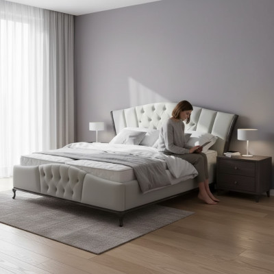 Bett Polster Design Luxus Doppel Hotel Betten Chesterfield Holz Möbel Neu