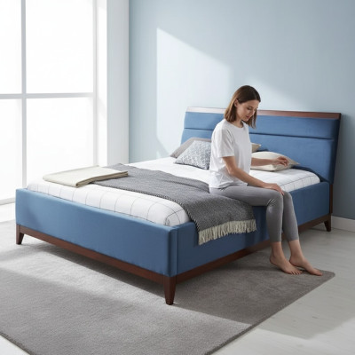Bett Schlafzimmer Luxus möbel in blauer Farbe Neuheit für Ihre Innenräume