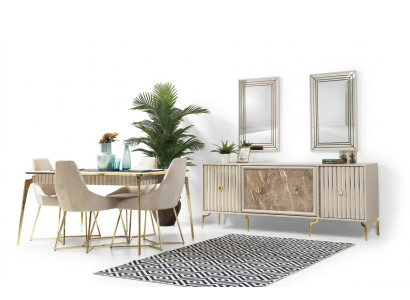 Goldenes Esszimmer Set Luxus Garnitur Esstisch mit Stühlen Designer Möbel