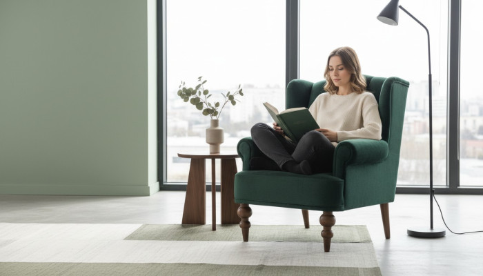 Klassischer Chesterfield Grüner Sessel Ohrensessel Polster Einsitzer